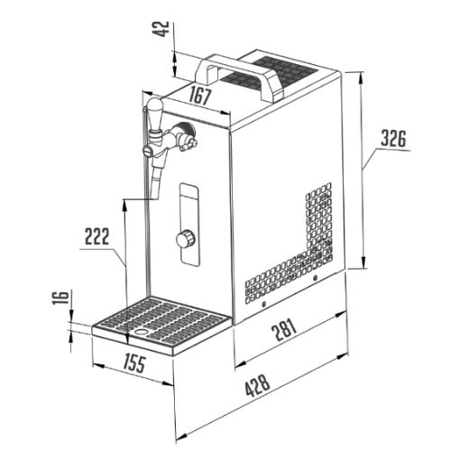 Lindr Pygmy 25/K product dimensions diagram